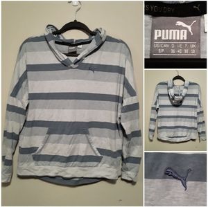 Puma Women's Blue Striped Light Activewear Hoody